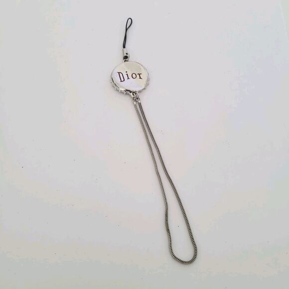 Authentic Dior Cell Phone Key Strap Bag Charm Bottle Cap Metal Silver Designer - Picture 1 of 7